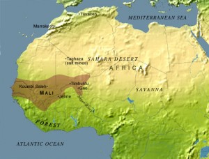 Mapa da África com o Império do Mali em destaque
