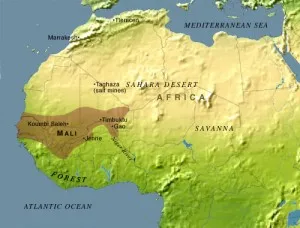 Mapa da África com o Império do Mali em destaque