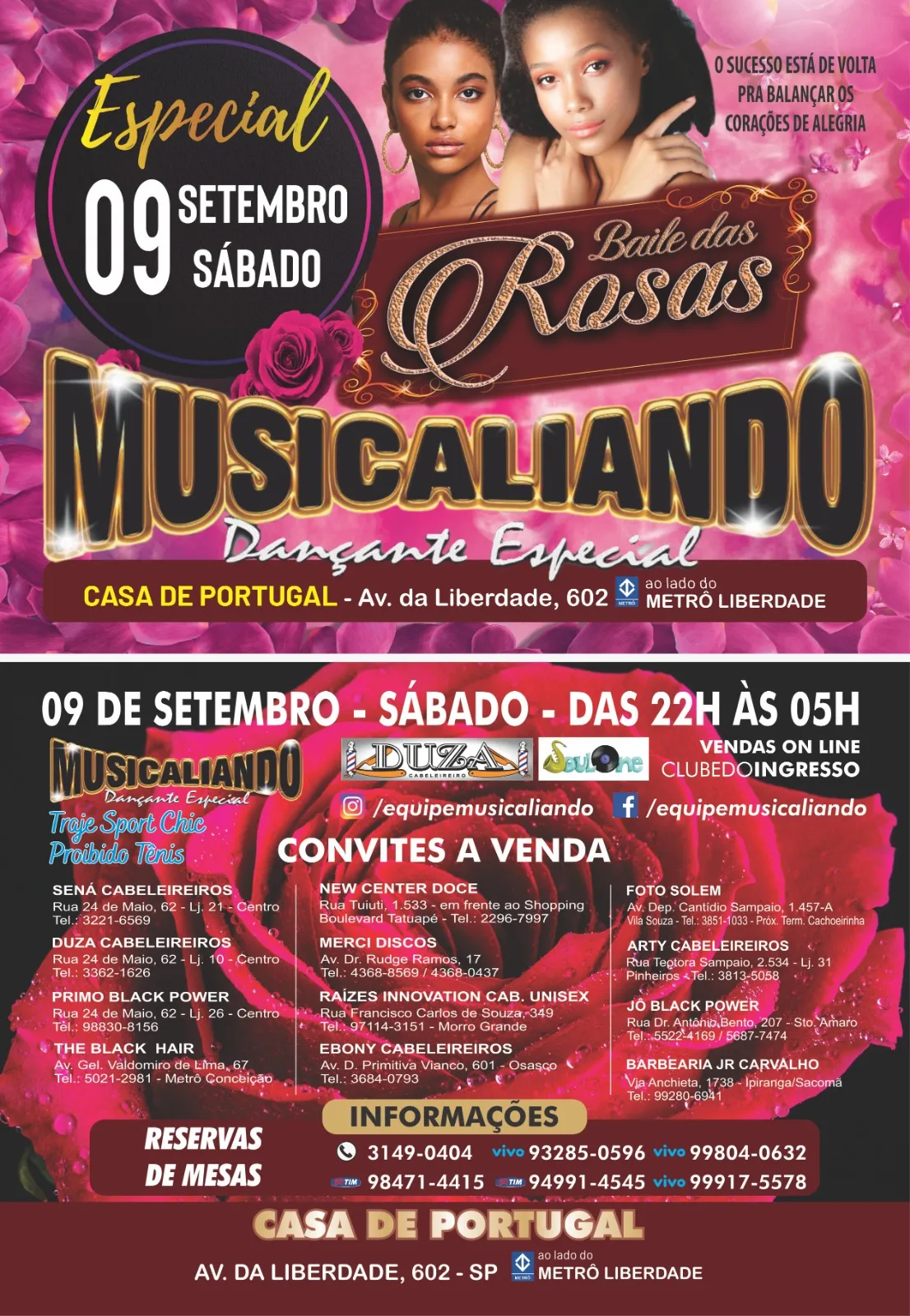 Baila das Rosas – Musicaliando dia 09 de setembro Casa de Portugal