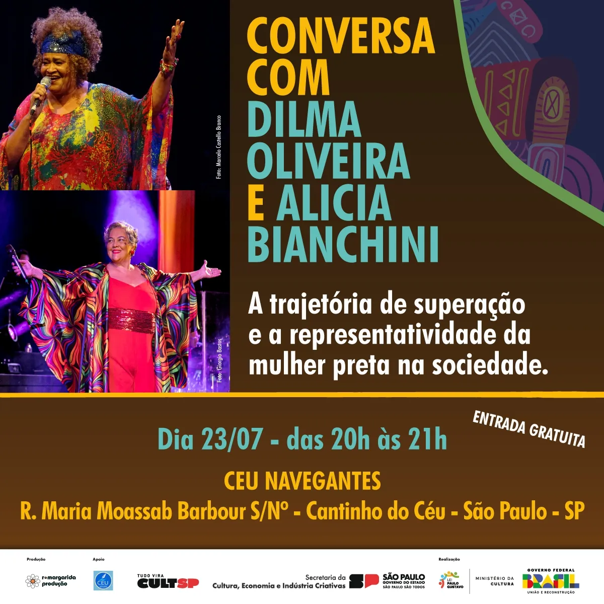Evento gratuito reúne cantoras para abordar a representatividade da mulher preta na sociedade