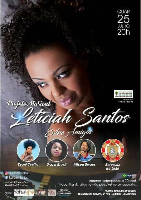 Show de Letícia Santos entre amigos será em Guarulhos