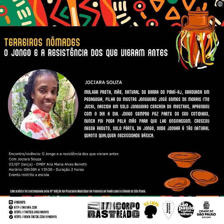 Terreiros Nômades promove encontro em EMEF da zona sul com a mestre jongueira Jociara Souza
