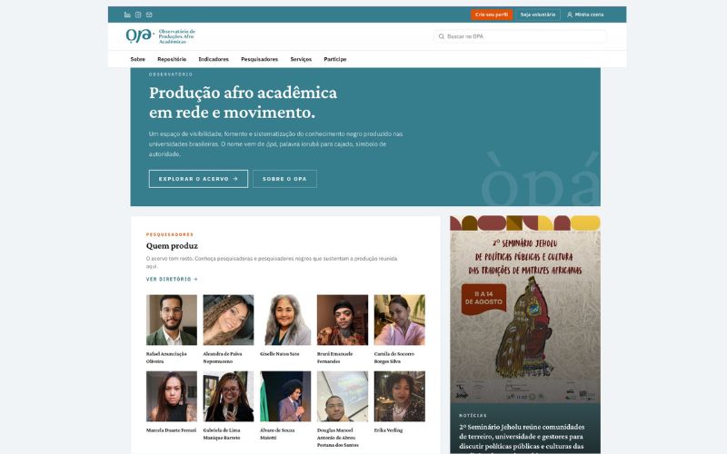 seção Quem produz do site observatorioafro.com.br